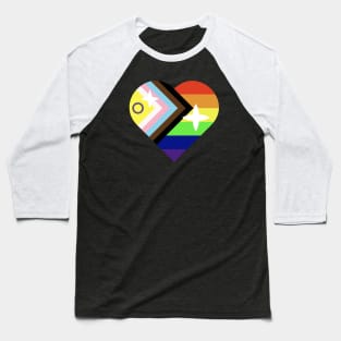 Inclusive Progress Pride Flag Heart Baseball T-Shirt